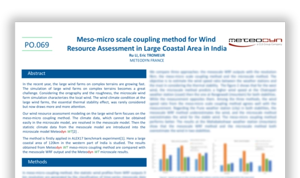Poster: Meso-micro scale coupling method for Wind Resource Assessment in large coastal area in India